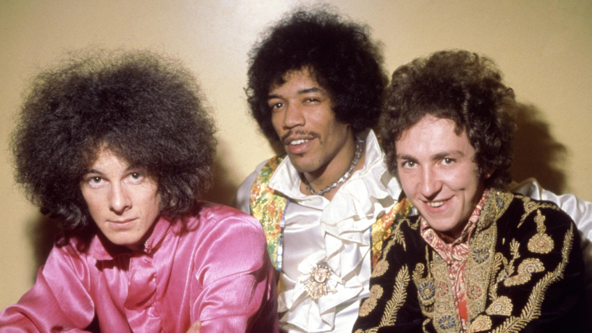 ATKGR5 JIMI HENDRIX EXPERIENCE in June 1967. From left:  Noel Redding, Jimi Hendrix, Mitch Mitchell. Photo Tony Gale. Image shot 06/1967. Exact date unknown.