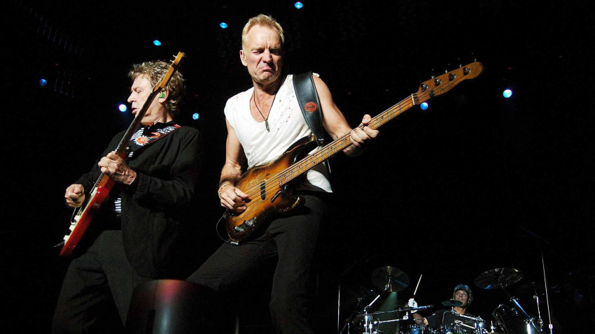 GAARF2 (Left-right) Andy Summers, Sting & Stewart Copeland of the Police in concert at the National Indoor Arena in Birmingham.