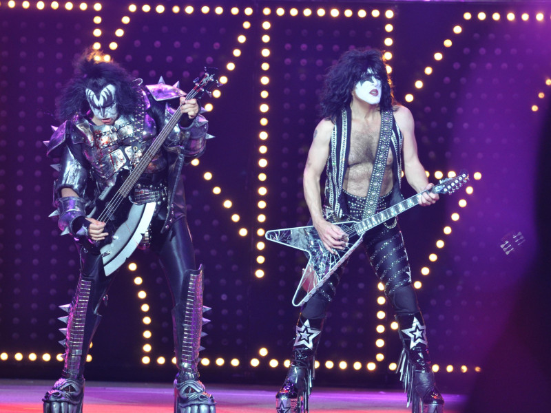 CAD4DY Aug 21, 2010 - Bristow, VA   GENE SIMMONS and PAUL STANLEY of the rock band KISS performing at the Jiffy Lube Live Pavillion in Bristow. (credit image: Tina Fultz/ZUMA Press)