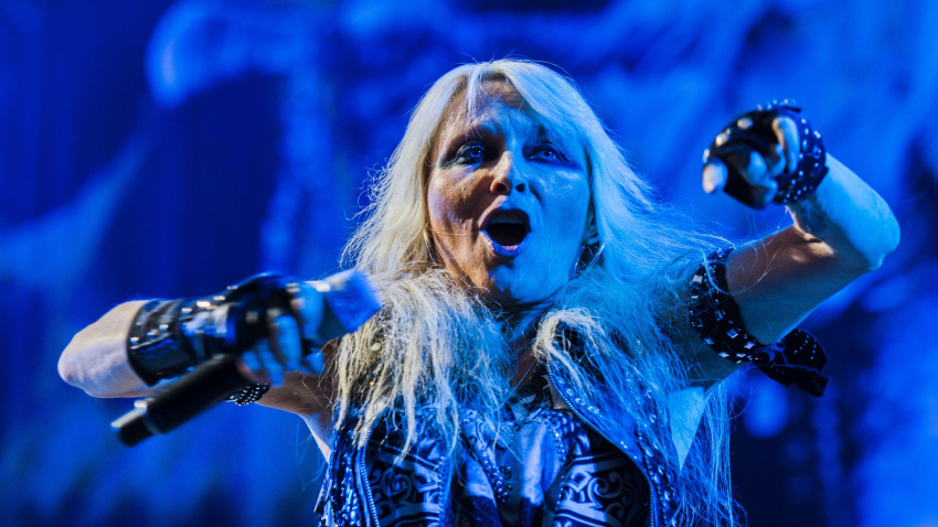 2RHXRAG Moravsky Krumlov, Czech Republic. 19th Aug, 2023. German singer Doro Pesch performs during the international music rock-metal festival Rock Castle in Moravsky Krumlov, Czech Republic, August 19, 2023. Credit: Patrik Uhlir/CTK Photo/Alamy Live News