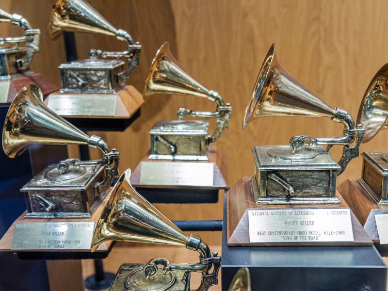 2GBCWHM Nashville Tennessee,Country Music Hall of Fame & Museum exhibit collection display case Grammy Award trophies music musicians