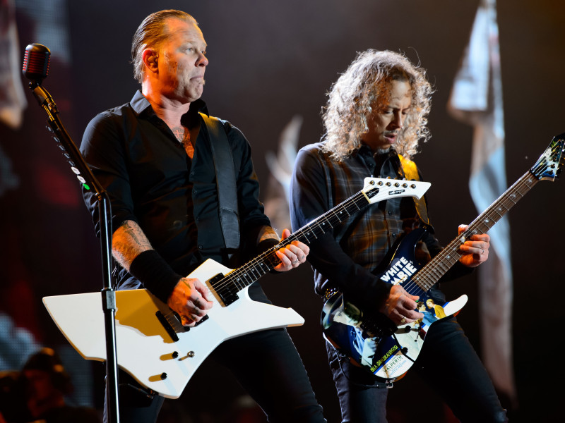 E3YAWJ Metallica performs at Glastonbury music festival, England, Saturday, June 28, 2014.
