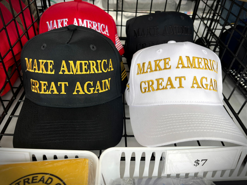 2SBDC4N Miami, USA - January 19, 2025: Make America Great Again hats on display for sale