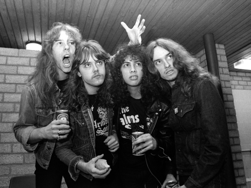 2D89NCH ZWOLLE, THE NETHERLANDS - FEBR 11, 1984: Metallica in the dressing room just before their first concert in the Netherlands in the IJsselhal in Zwolle.