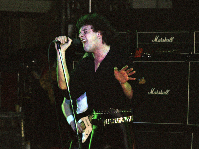 2YC6EY0 **FILE PHOTO** Paul Di'Anno Has Passed Away. NEW YORK CITY - NY JULY 23: Paul Di'Anno of Iron Maiden performs at The Palladium during The Killers Tour as opening act for Judas Priest on July 23, 1981 in New York City, New York. Credit: mpi04/MediaPunch
