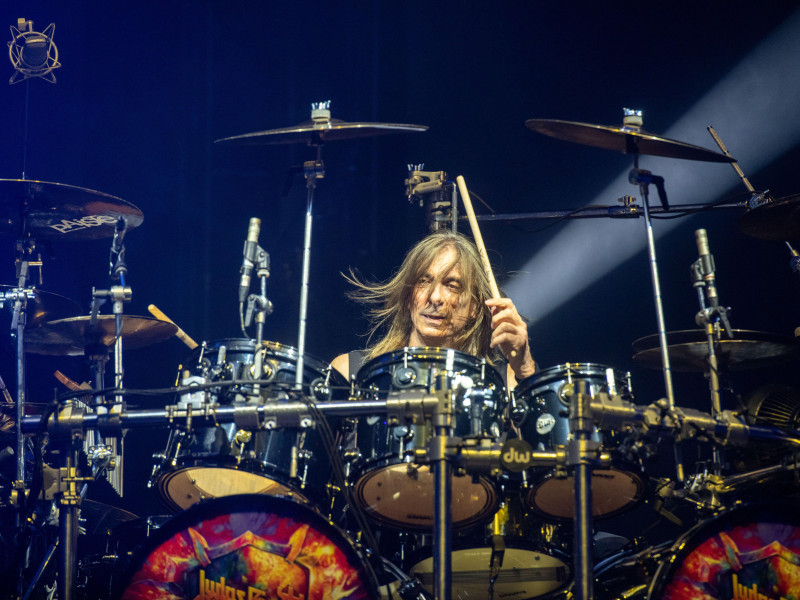 2WYKN8P April 06, 2024: Judas Priest drummer Scott Travis plays a concert in Milan, Italy