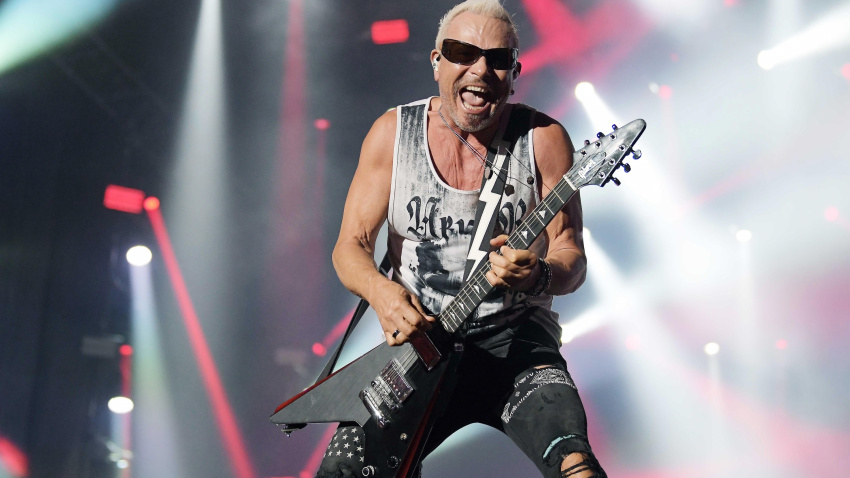 2A35MJX Rio de Janeiro, Brazil, October 4, 2019.Guitarist Rudolf Schenker of the rock band Scorpions during a show at Rock in Rio in Rio de Janeiro.