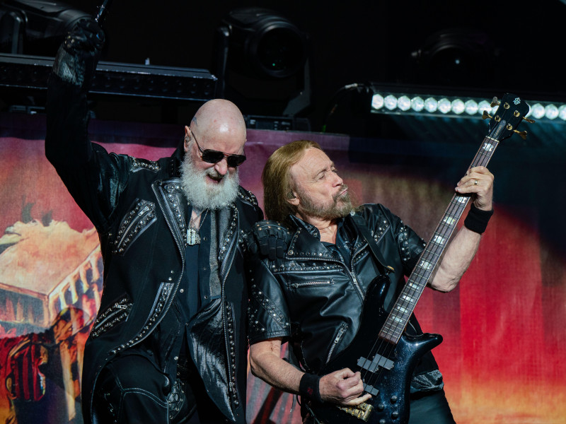 3C3M657 London, UK. 25th July, 2025. Rob Halford and Ian Hill of Judas Priest seen on stage performing in concert at O2. Credit: SOPA Images Limited/Alamy Live News