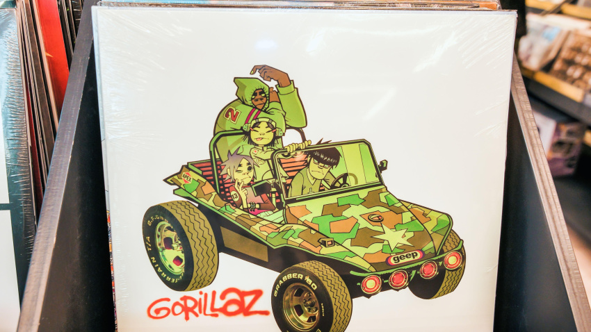 3C072JH Almaty, Kazakhstan - July 08, 2025: Gorillaz "Gorillaz" album on vinyl record. Rock music