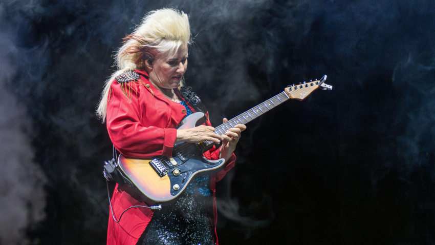 3CC6D4Y June 09, 2025: Michael Jackson's guitarist Jennifer Batten performs with Michael The Show at the Teatro Arcimboldi in Milan, Italy