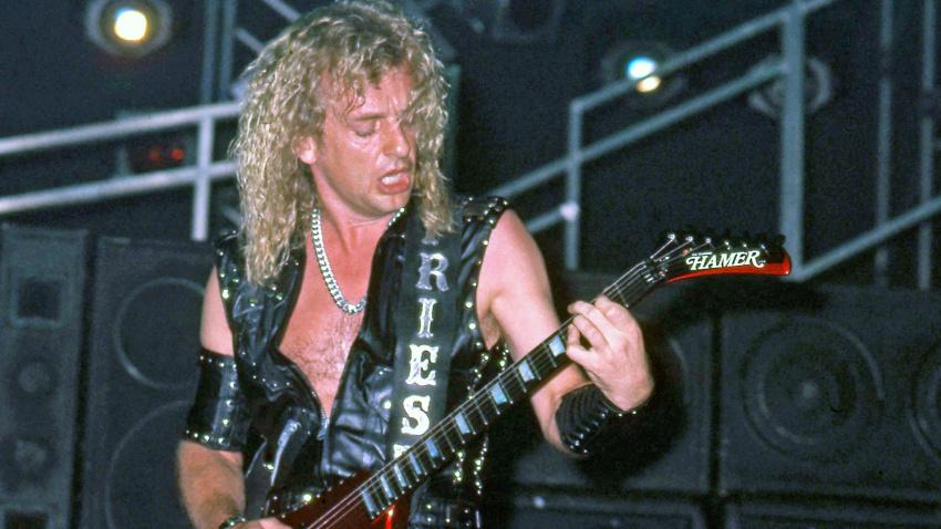 3C9C2YC Lakeland, Florida, USA:JUDAS PRIEST-KK DOWNING performing during the ''Mercenaries Of Metal'' - Lakeland Civic Center - Sept. 17, 1988 (Credit Image: © Christopher Helton via ZUMA Press Wire)