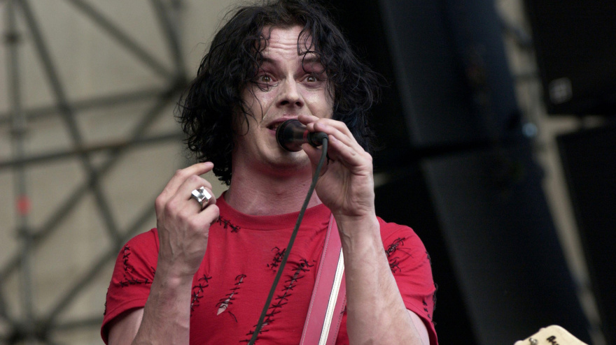 2AJBN7E Bologna Italy, from 01-02 June 2003, Music Festival  live concerts "Flippaut Festival" at the Arena Parco Nord of Bologna: The guitarist and singer of The White Stripes,Jack White,during the concert