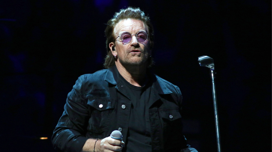 Bono of U2 performs in concert at Madison Square Garden in New York