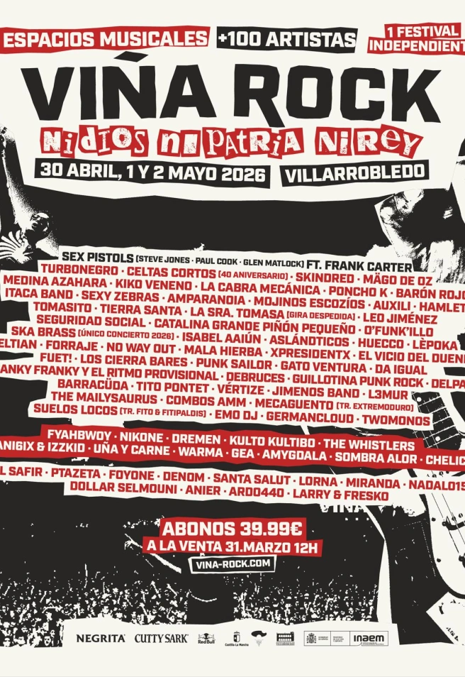 Viña Rock presenta su cartel definitivo de 2026: Sex Pistols o Turbonegro a la cabeza