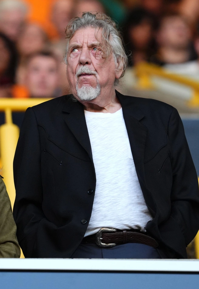 3F72NE8 Singer-songwriter Robert Plant before the Carabao Cup First Round match at Molineux Stadium, Wolverhampton. Picture date: Friday August 7, 2026.