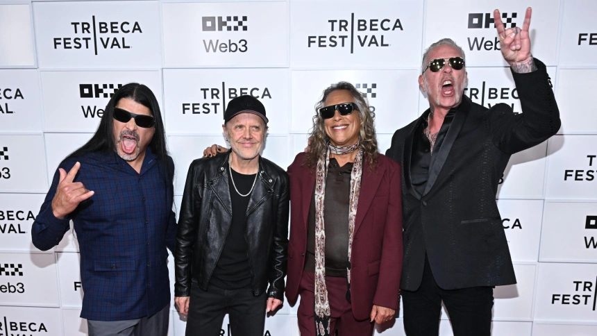 3BJPP3X Robert Trujillo, Lars Ulrich, Kirk Hammett and James Hetfield of Metallica