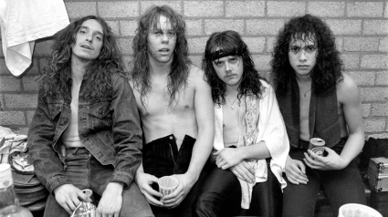 2D89NEA ZWOLLE, THE NETHERLANDS - FEBR 11, 1984: Metallica in the dressing room just after their first concert in the Netherlands in the IJsselhal in Zwolle.