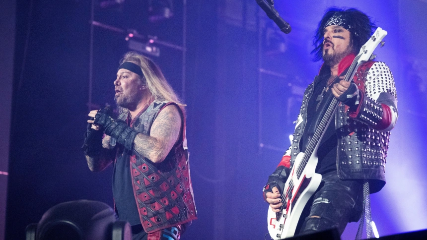 2R6ABKF Vince Neil and Nikki Sixx of Motley Crue perform live on the Festival Stage during Sweden Rock Festival on June 07, 2023.Photo: Fredrik Sandberg / TT