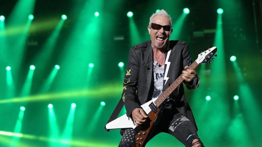 2A35MHF Rio de Janeiro, Brazil, October 4, 2019. Guitarist Rudolf Schenker of the rock band Scorpions during a show at Rock in Rio in Rio de Janeiro.