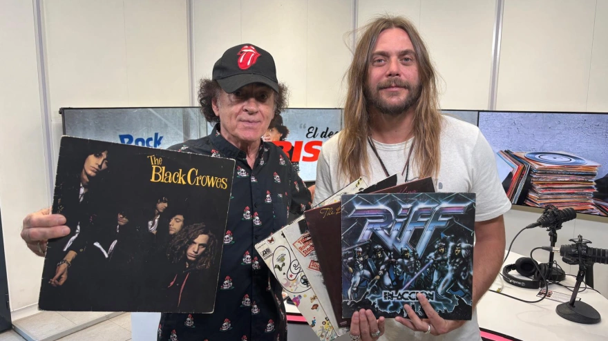 Nico Bereciartúa, guitarrista argentino de The Black Crowes, junto a Mariskal en el estudio de RockFM